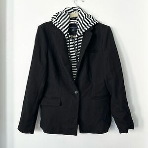 Cynthia Rowley Black Hooded Dickey Jacket/Blazer L